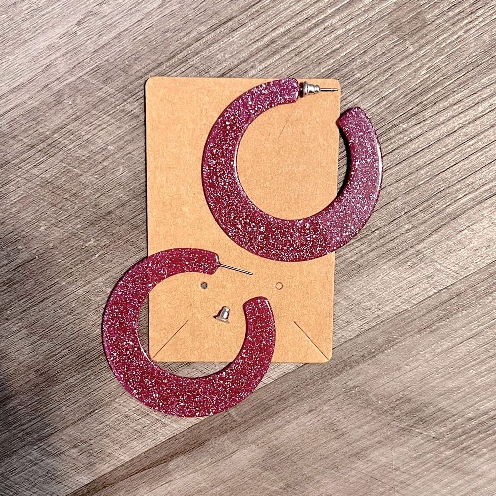 Pink Glitter Hoops